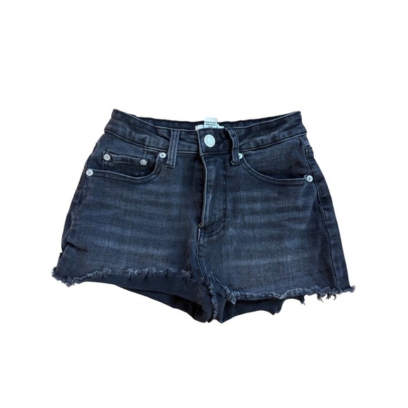 Forever 21 Black Wash Denim‎ Shorts Frayed Hem Casual Summer - Picture 2 of 4